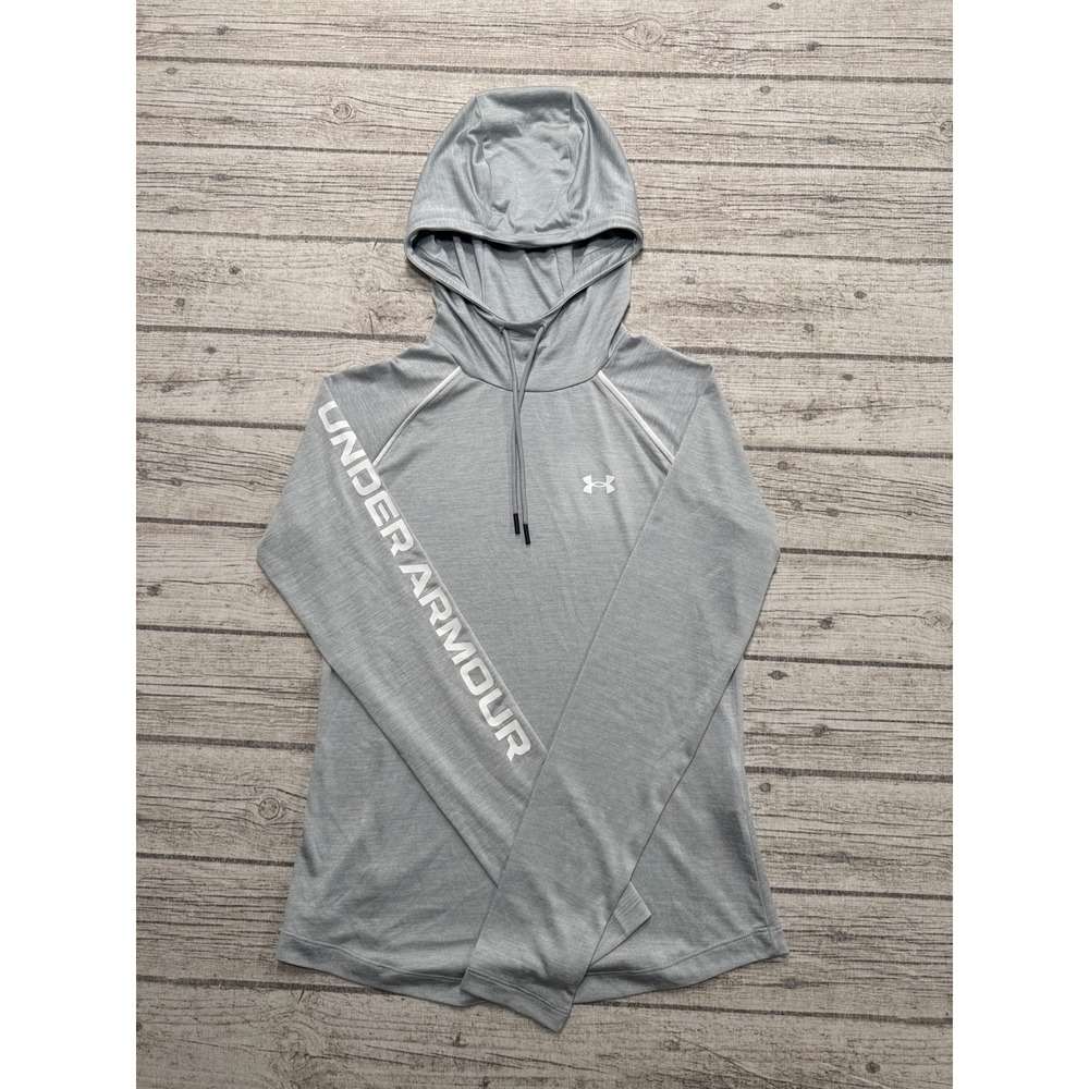 Under Armour Hoodie Women's XS Gray Tech Loose Fit Reflective Sleeves Pullover